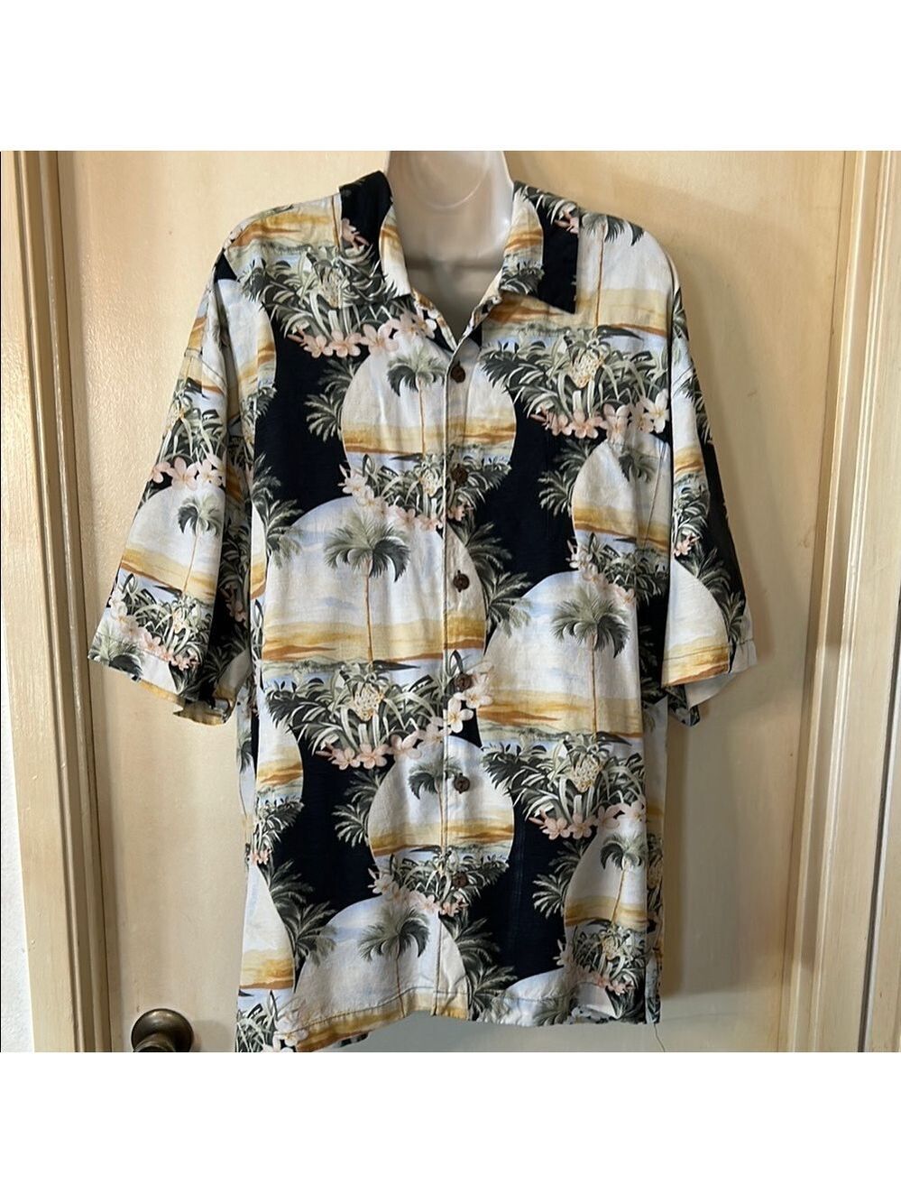 Jamaica Jaxx Men’s Silk Tropical Print Button Down Shirt size XXL